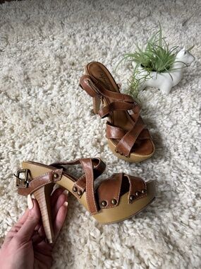Women’s platform Paprika Brown Strappy Platform cute, spring, fake leather, uniq